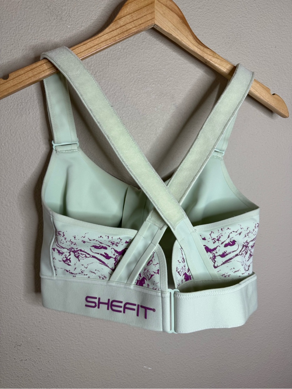 SHEFIT 1Luxe Mint Green Purple Marble High Impact Adjustable Sports Bra - Picture 2 of 3